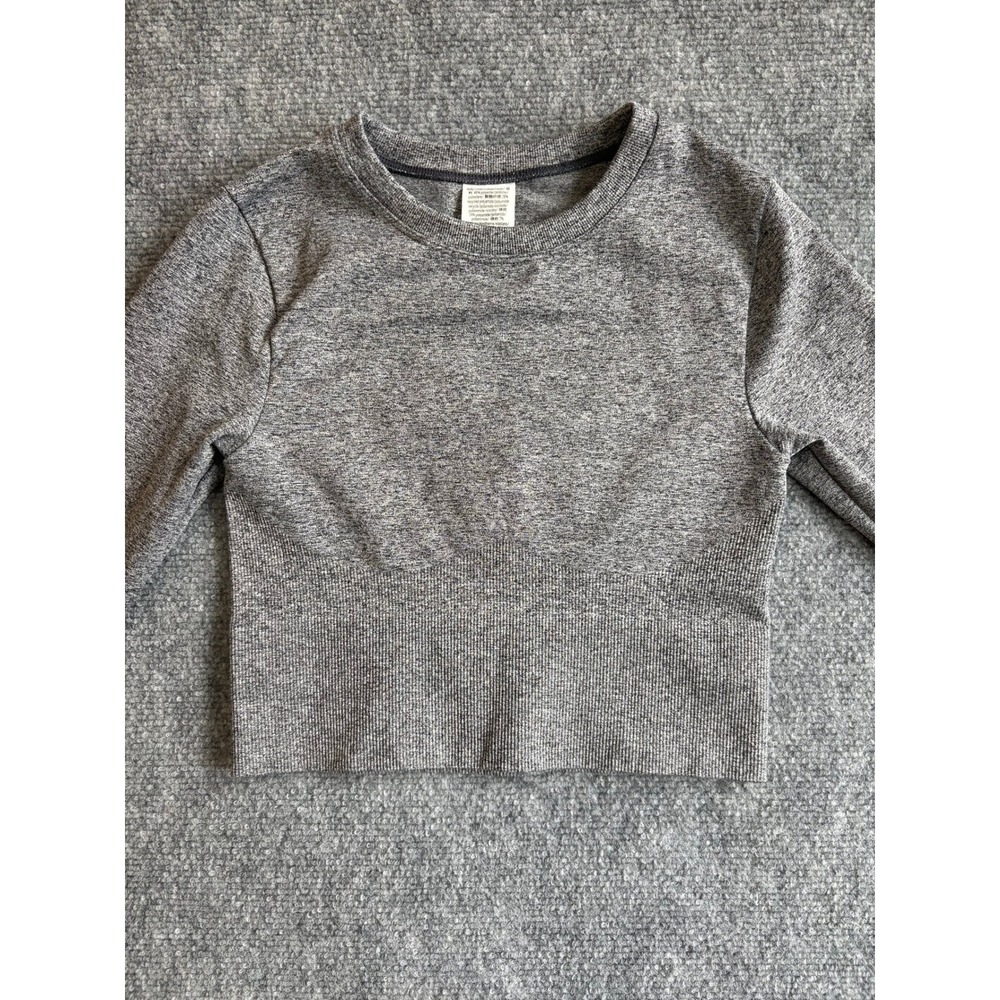 Victoria's Secret PINK Seamless Long Sleeve Crop Top Grey Marl XS 143120-QC5